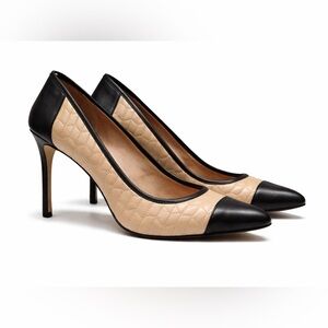 Louise et Cie Quilted Leather Heels Size 10 – Black & Tan Cap Toe Pumps